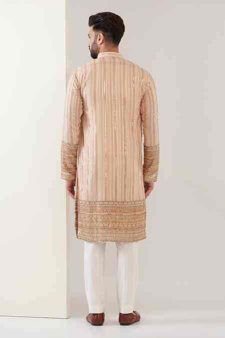 Buy Pink Georgette Embroidery Thread Work Kurta For Men by Kasbah ...