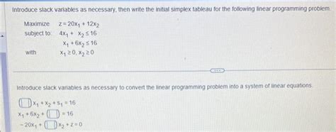 Image result for Simplex Method Maximization Example Problems 2 Slack Variables
