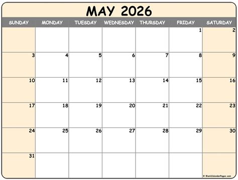 Free Monthly Calendar 2026 Printable By Month