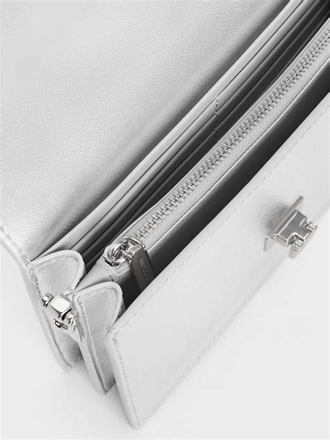 Silver Tallulah Metallic Push-Lock Long Wallet - Silver - Sale ...