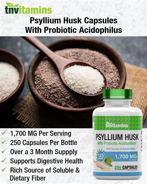 Buy Psyllium Husk Capsules | 1700 MG - 250 Capsules | with Probiotic ...