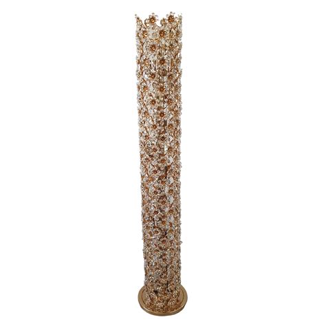 Glamorous gold-plated & crystal floor lamp by Palwa, 1960s | #116522