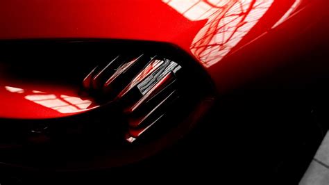 Wallpaper car, red, reflection, shape hd, picture, image