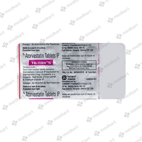TG TOR 5MG TABLET 10'S, Price, Composition & Generic Alternatives - Medkart
