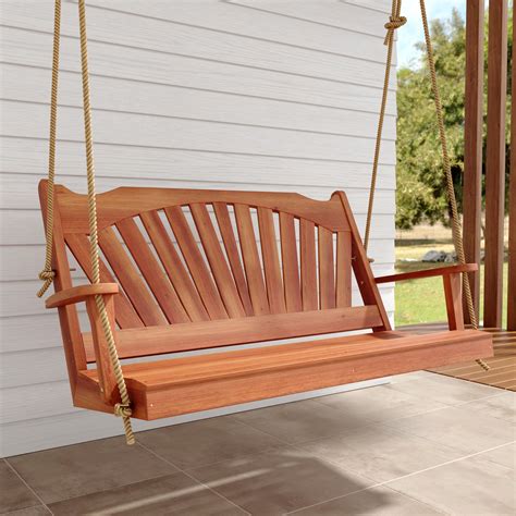 Keystone Amish Co. 5 Foot Sunburst Red Cedar Porch Swing With Cupholde ...