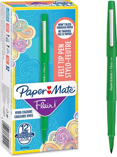 Amazon.com : Paper Mate Paper Mate Flair Point Pens, Green (1806702 ...