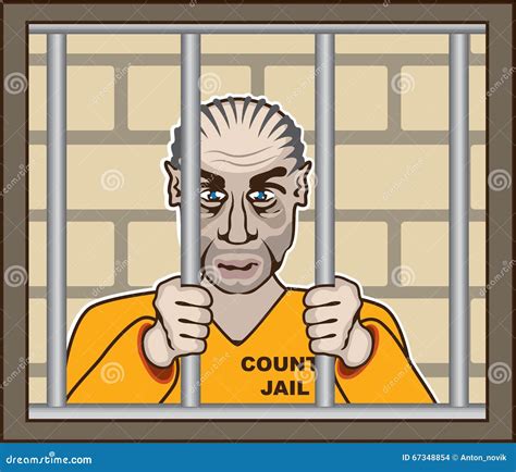Criminal in Jail stock vector. Illustration of hold, expression - 67348854