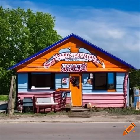 Exterior view of an ice cream shack on Craiyon