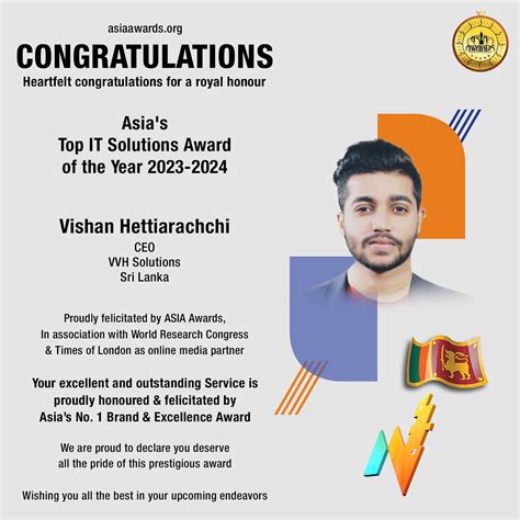 Vishan Hettiarachchi has bagged Asia's Top IT Solutions Award