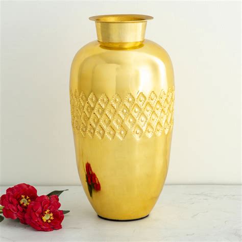Buy Galaxy Embossed Metal Vase - 17 cm L x 17 cm W x 33.5 cm H from ...
