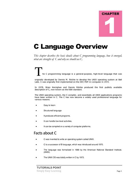 C Language Overview - Facts about C Why to use C C Programs ...