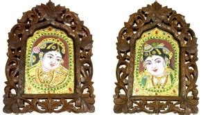 Traditions Tanjore Radha Krishna Painting (Pack of 2) Watercolor 18 ...