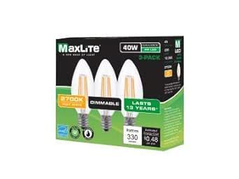 Buy Maxlite - (3-Pack) F4B10D27/3P/WS 4 Watt Candelabra LED B10 ...