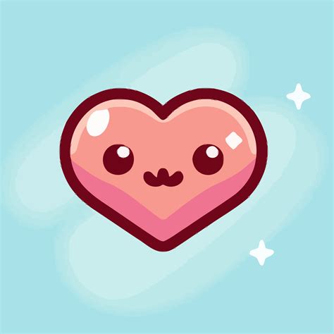Valentines day Cute Heart illustration Heart kawaii chibi vector ...