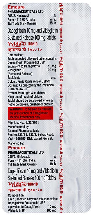 Vylda D 10/100 MG | Order Vylda D 10/100 MG Tablet Sr Online at Truemeds