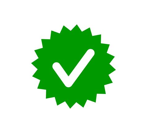 Check tick mark on wavy edge green circle sticker. Star burst shape tag ...