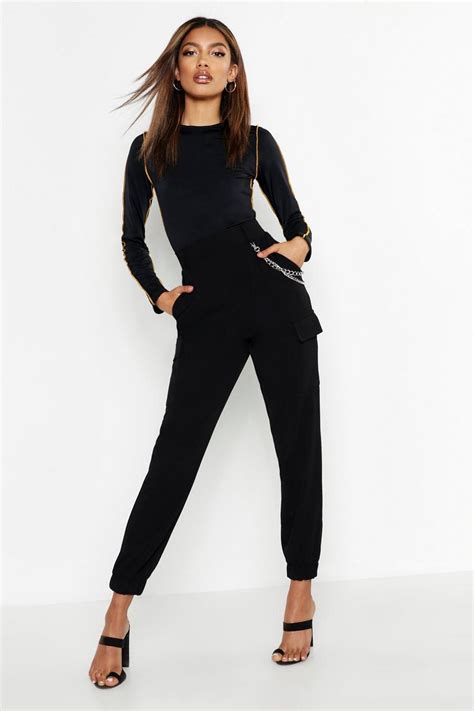 Chain Detail Cargo Pants | boohoo UK