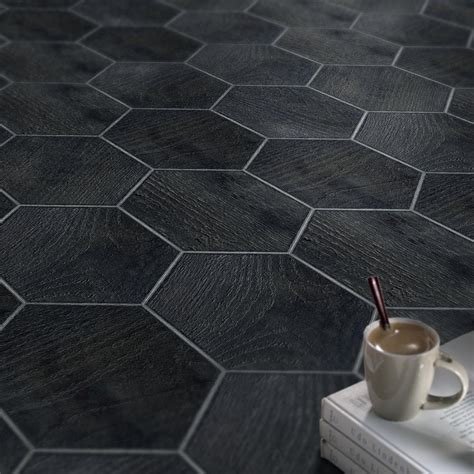 gray hexagon floor tile peel and stick - Yoshiko Ferris