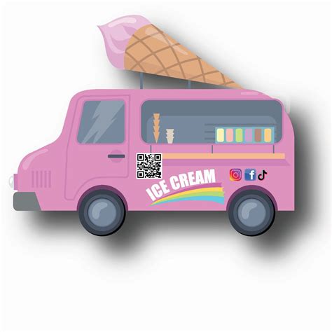 Ice Cream Truck Business Cards With QR Code, Candy Truck Shape Business ...