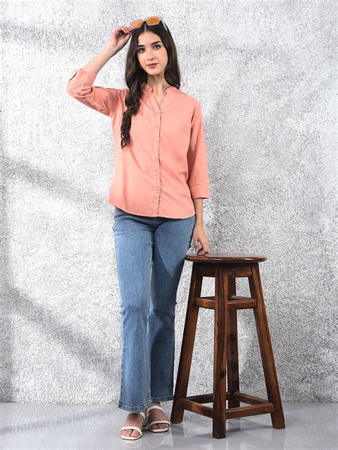 Peach Radiance Mandarin Shirt – Crimsoune Club