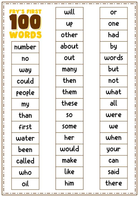 3rd Grade Fry Sight Words - Free Worksheets Printable