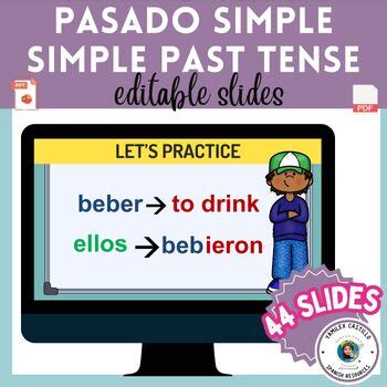 SIMPLE PAST TENSE- SPANISH (préterito simple en español). Editable SLIDES