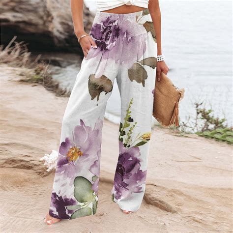 Brnmxoke Palazzo Pants for Women Wide Leg High Waist Linen Trousers ...