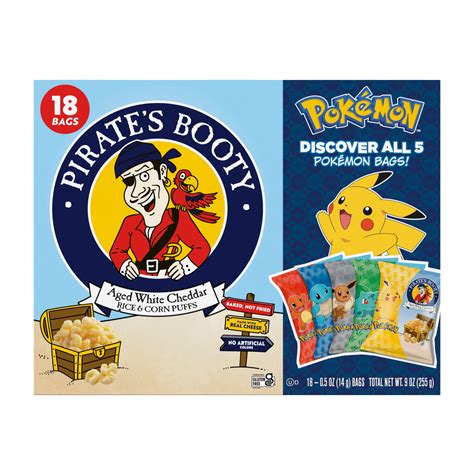 PIRATE'S BOOTY Pokémon Aged White Cheddar Rice & Corn Puffs, 0.5 oz ...