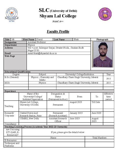 Cv url fc6052a33ac260586 cfa4a5681f75603 - SLC (University of Delhi ...