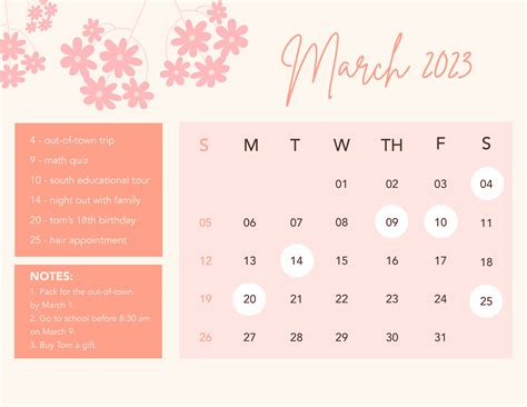 March 2023 Calendar Template - Download in Word, Google Docs ...