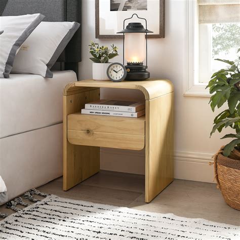 MUSEHOMEINC Modern Solid Wood Nightstand with for Bedroom, Modern ...