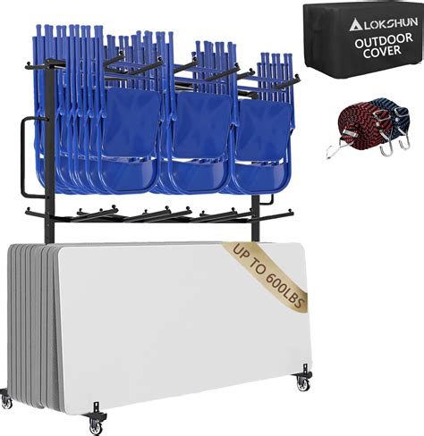 Amazon.com: Lokshun Folding Chair Rack,Two Tier Folding Chair Cart 84 ...
