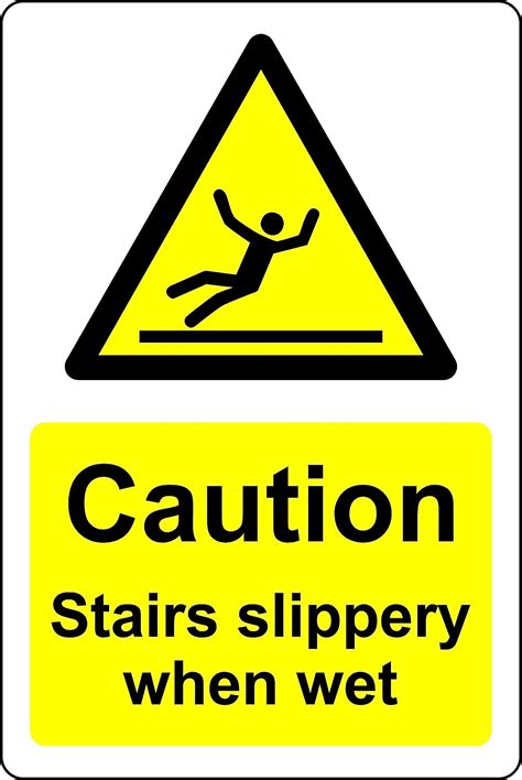 Buy Caution stairs slippery when wet Safety sign - 1mm Plastic sign ...