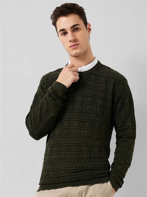 Park Avenue Men Green Solid Regular Cotton Sweater – MyRaymond