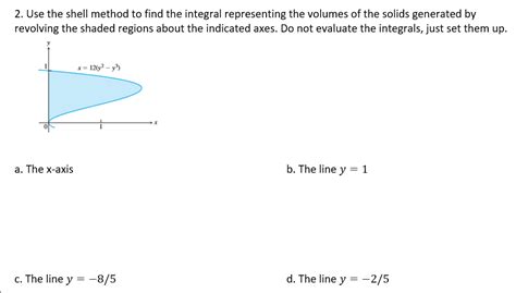 Image result for Write Integral Using Shell Method Y X 2