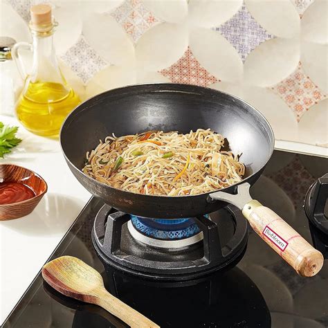 Buy FLIXBLOOM Perfect Cookware Iron Wok/Kadai 2.5 Litre for Cooking ...