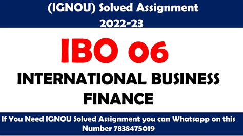IBO 06 Solved Assignment 2022-23