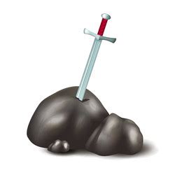 Excalibur sword in the stone hand drawn sketch Vector Image