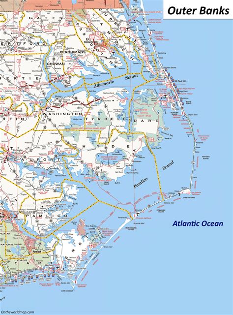 Mapa De Los Outer Banks-isla Esmeralda Explora Las Diez Mejores