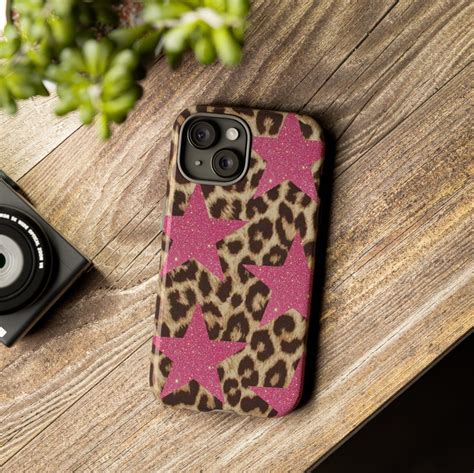 Pink Star and Leopard Print Tough Phone Case iPhone 15/14/13/12/11 Pro ...