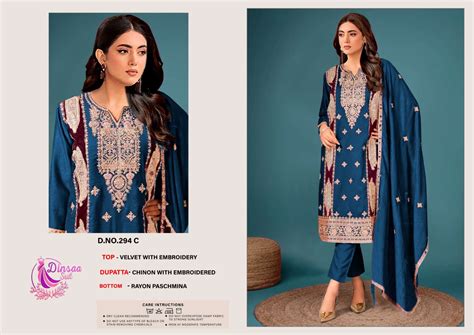 DINSAA SUIT DESIGN NO-294 A-B-C-D HIT DESIGN VELVET PAKISTANI SUIT ...