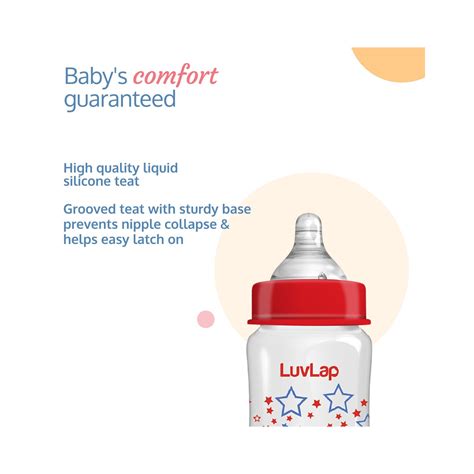 LuvLap Wide Neck Natura Flo Baby Feeding Bottle (Star) 250ml