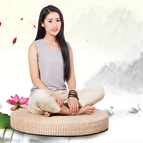 50cm round pouf tatami cushion floor cushions natural straw meditation ...