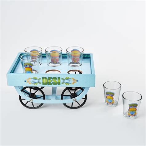 Buy Luke Treasor Set of 6 Printed Glasses with Tray Cart from Home ...
