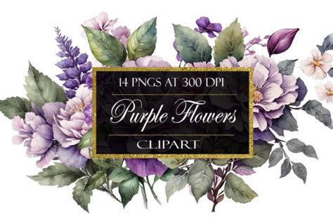 Purple Flower Clipart Graphic by Digital Paper Packs · Creative Fabrica