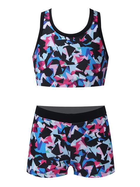iiniim Kids Girls Bathing Suit 2 Pieces Crop Tank Top with Booty Shorts ...