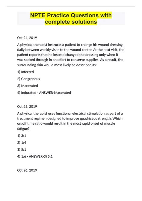 NPTE Practice Questions with complete solutions - NPTE - Stuvia US