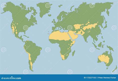 Deserts Worlds Largest Deserts Global Map Stock Vector - Illustration ...