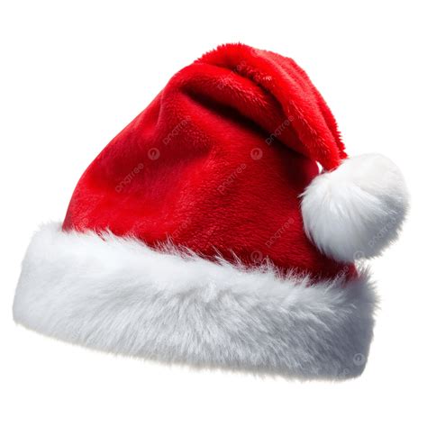 Classic Santa Hat With Fluffy White Trim, Santa Hat, Transparent Santa ...
