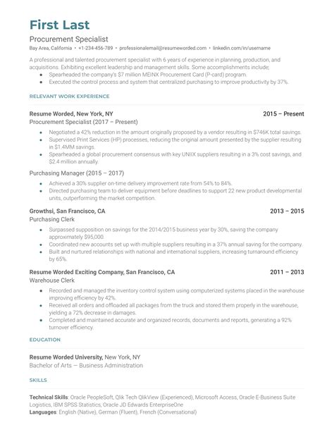 Procurement Manager Resume Examples for 2026 | Resume Worded